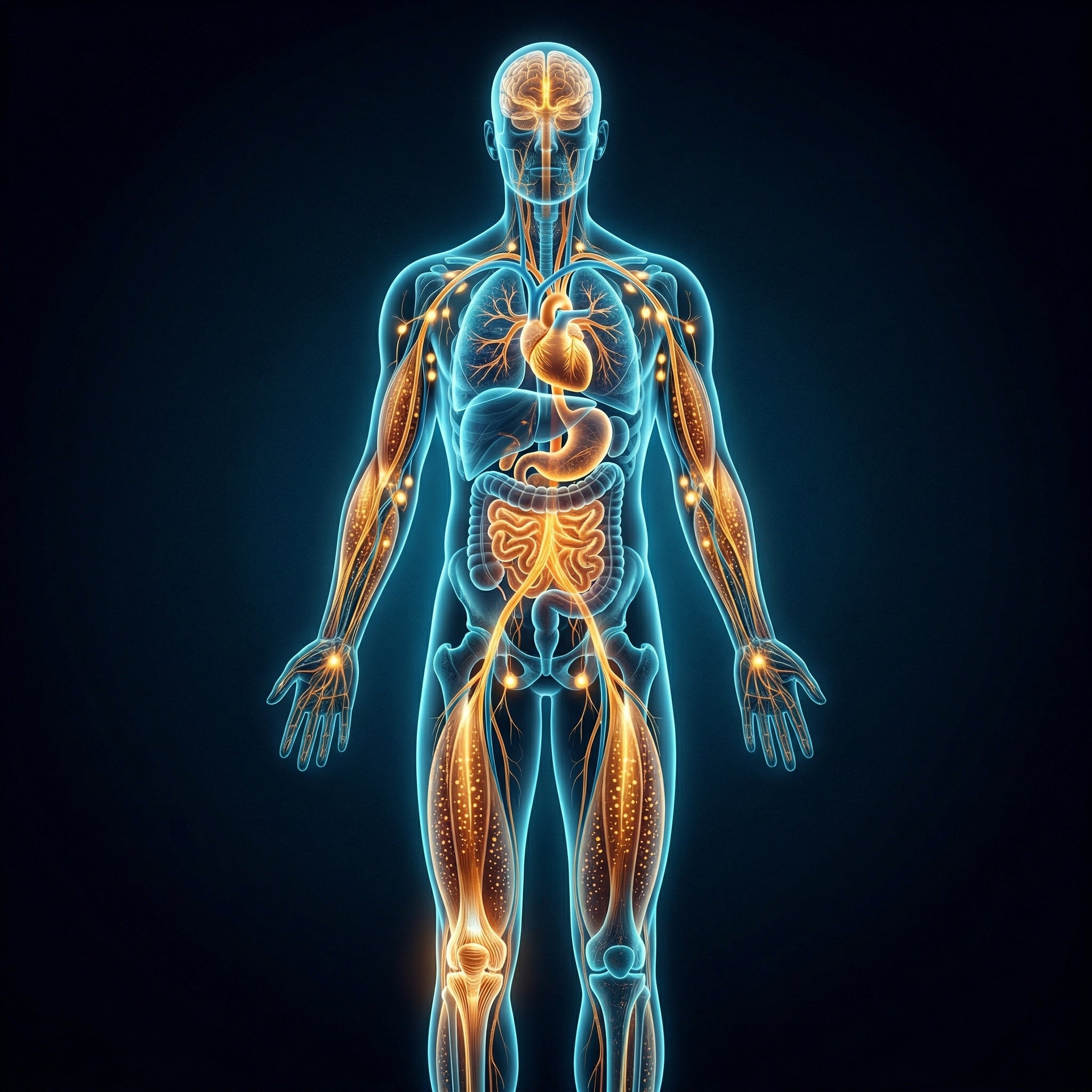 Anatomical body with nutrients flowing