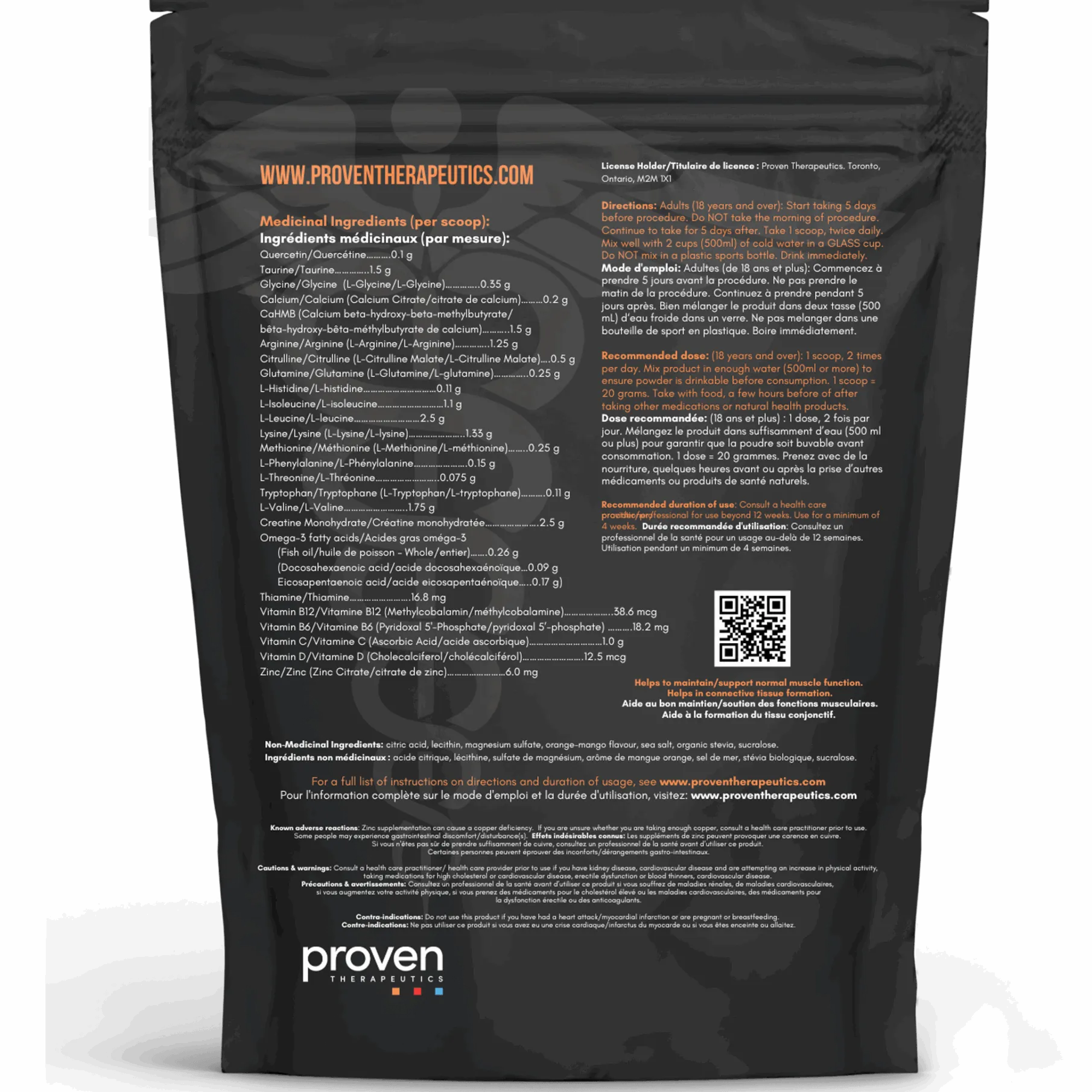 Proven Recovery - Back of Bag